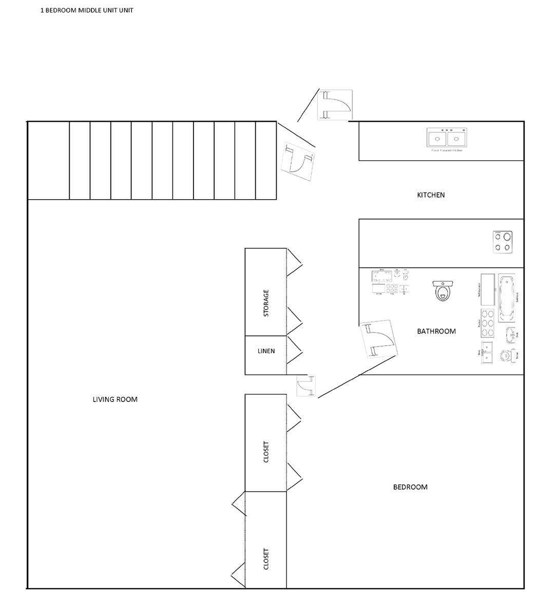 1 Bedroom - Middle Unit